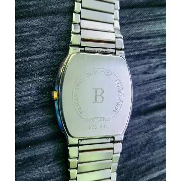Vintage Bucherer Gold Dust Dial Mens Swiss Tank Date Watch
